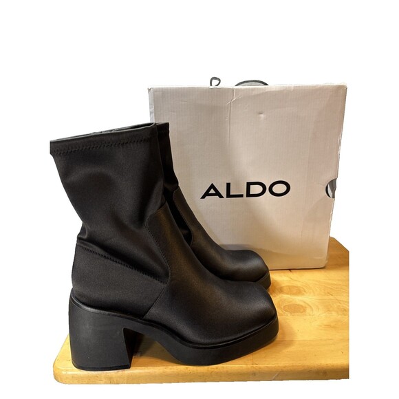 NWB Aldo Persona Black Boots Womens Size 8 Ankle Boot  Zipper Closure Comfy - Picture 1 of 12